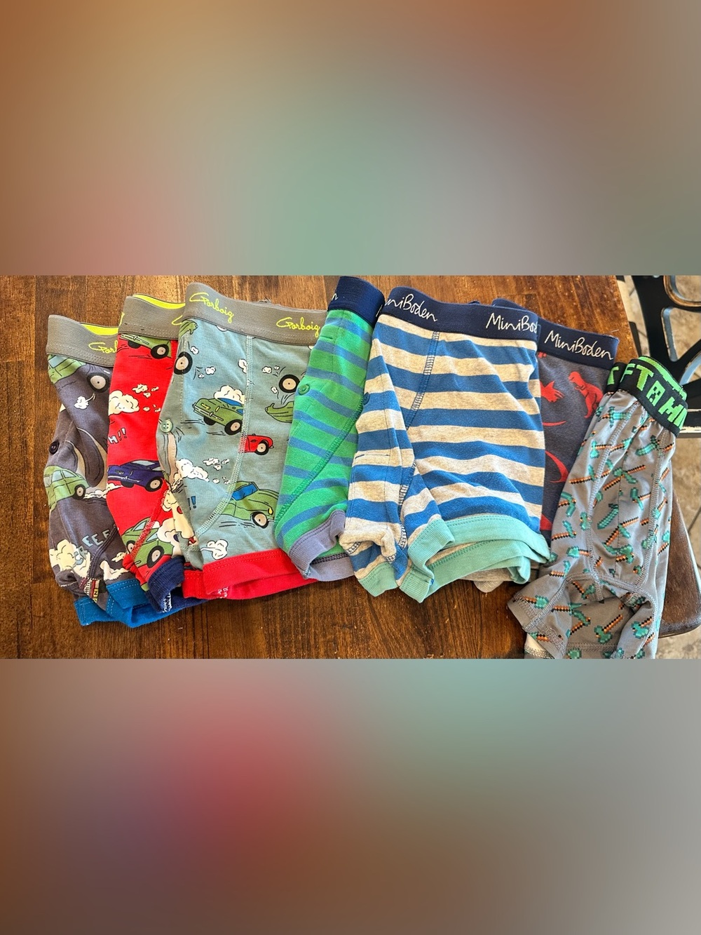 Mini Boden Boys Mixed Print Boxer Briefs - Blue, Green, Red, Gray